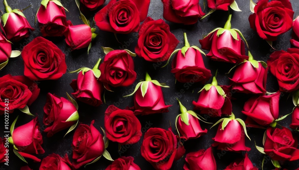 dark red buds of open lush roses on a dark background. greeting background for women, elegant background dark red buds of open lush roses on a dark background. greeting background for women, elegant background