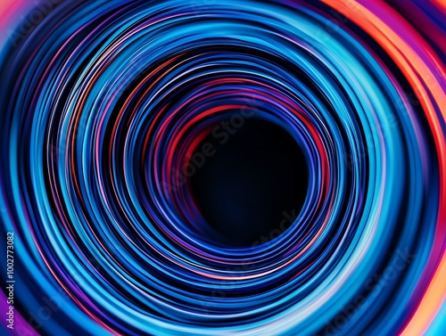 Neoninfused spiral tunnel with intricate lines and a deep sense of motion, Abstract tunnel background, Spiral neon photo