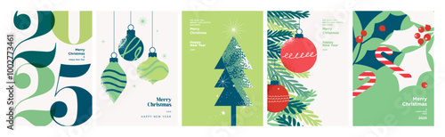 Christmas and New Year Greeting Cards. Vector illustration concepts for background, greeting card, party invitation card, website banner, social media banner, marketing material.