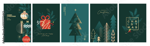 Merry Christmas and Happy New Year. Vector illustrations for greeting card, party invitation card, website banner, social media banner, marketing material.