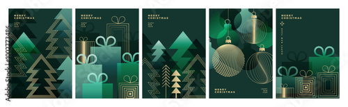 Set of Christmas and New Year Cards. Vector illustration concepts for graphic and web design, social media banner, marketing material.