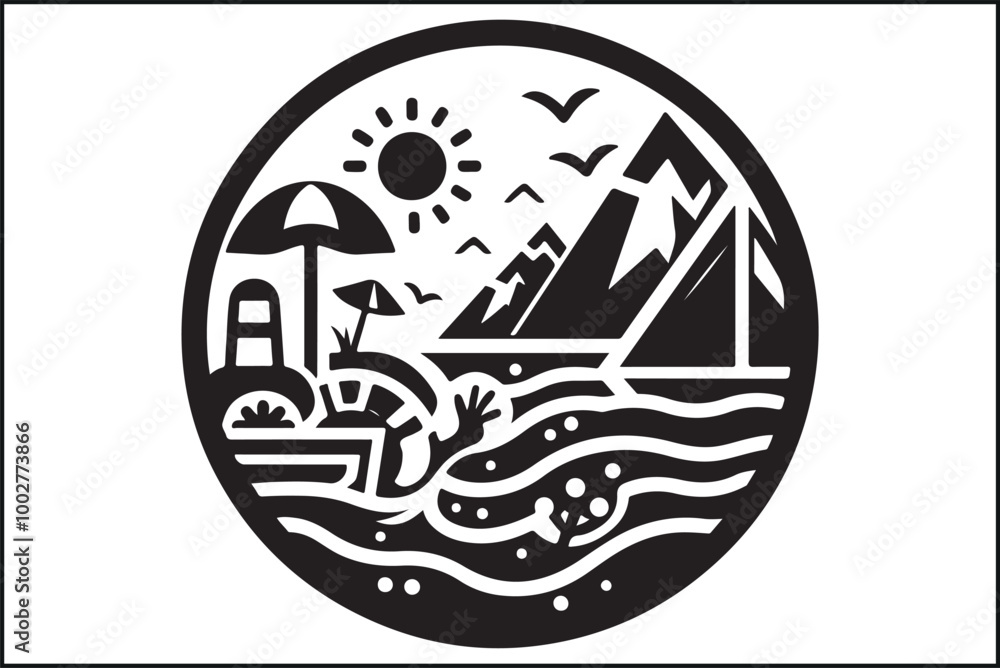 Fototapeta premium Summer Vector Palm Design Art 