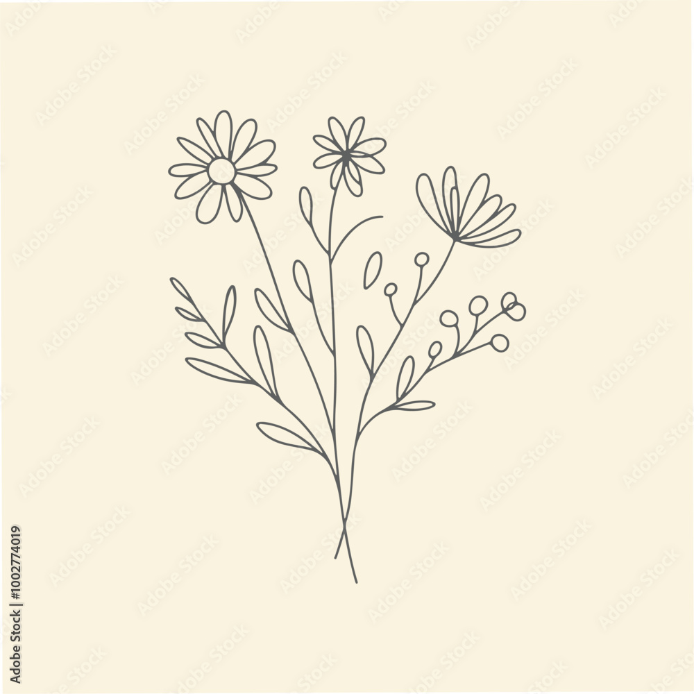 Hand drawn lineart Minimal Flower Hand drawn lineart Minimal Flower