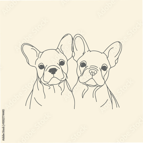 Line Art French Bulldog Illustration