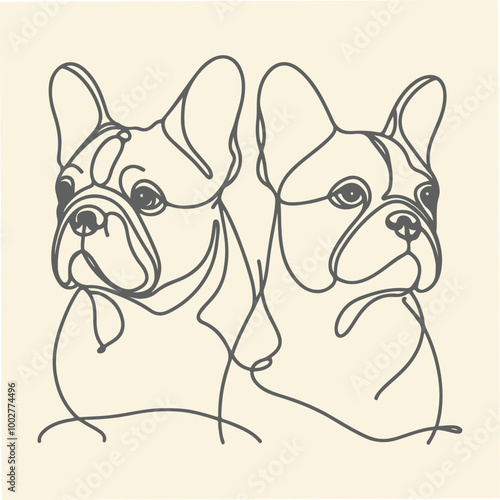 Line Art French Bulldog Illustration