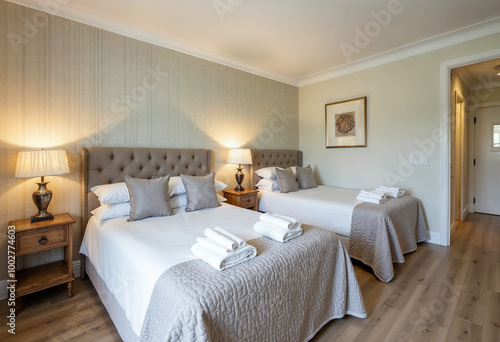 hotel room with bed