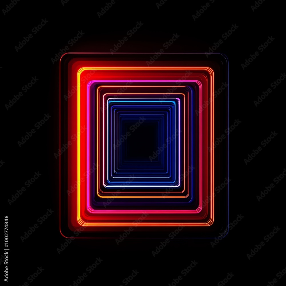 Abstract neon cube tunnel with vibrant colors, geometric forms, and a sense of depth, Abstract tunnel background, Neon cubes Abstract neon cube tunnel with vibrant colors, geometric forms, and a sense of depth, Abstract tunnel background, Neon cubes