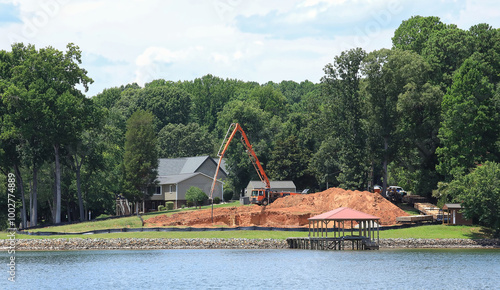 New custom home being built on Lake Norman in North Carolina, USA.