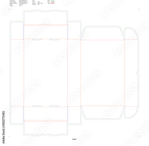 Fotografía Mockup of unfolded flattened customizable rectangular box
Custom dimensions flip