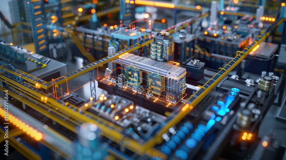 Obraz premium Digital Twins Concept in Modern Manufacturing