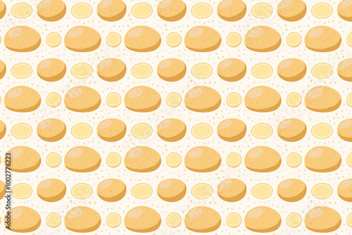 Seamless pattern with brown potatoes on a beige background