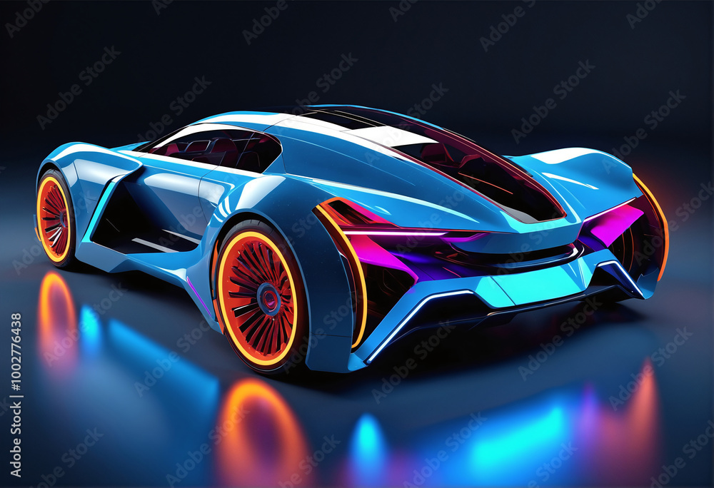 fictional vibrant neon sports car graphic design