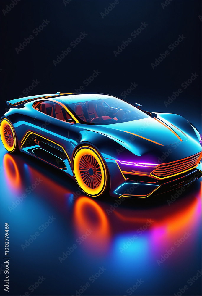 fictional vibrant neon sports car graphic design fictional vibrant neon sports car graphic design