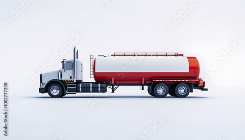 Fuel Tanker Truck Isolated on Light Background