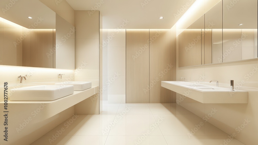 custom made wallpaper toronto digitalA large bathroom with two sinks and a mirror