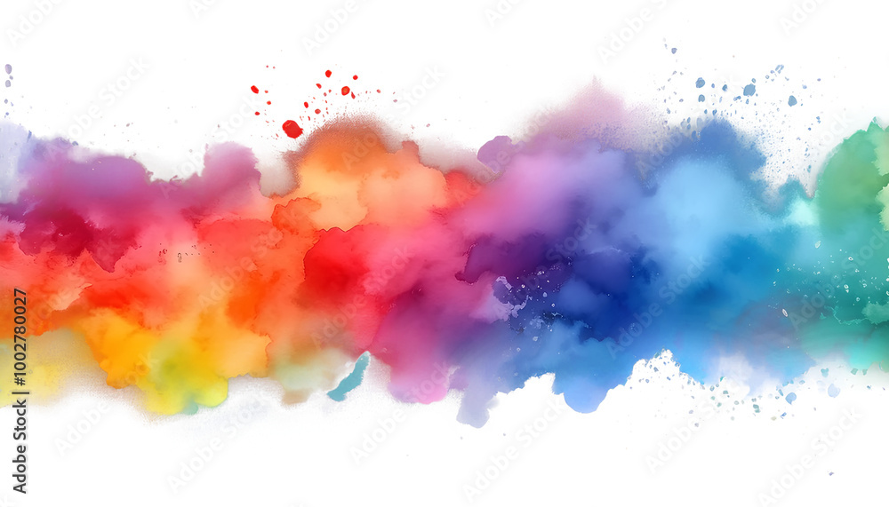 Fototapeta premium Rainbow watercolor transparent clip art png, splashes, spray and stains. rainbow abstract.