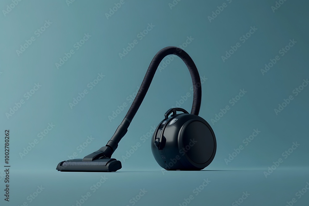 Black cordless vacuum cleaner on a teal background Black cordless vacuum cleaner on a teal background