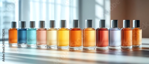 Set of travelsized perfumes in mini spray bottles photo