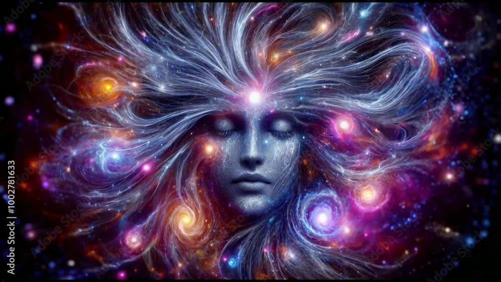 illustration of a cosmic entity pointing to the size and diversity of the universe illustration of a cosmic entity pointing to the size and diversity of the universe