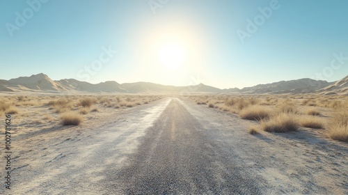 A lonely road through a stark desert landscape, ultra detailed