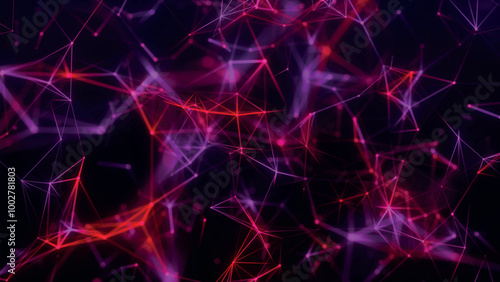 Abstract background with connecting dots and lines. Network connection structure. Plexus effect. 3d Vector illustration.