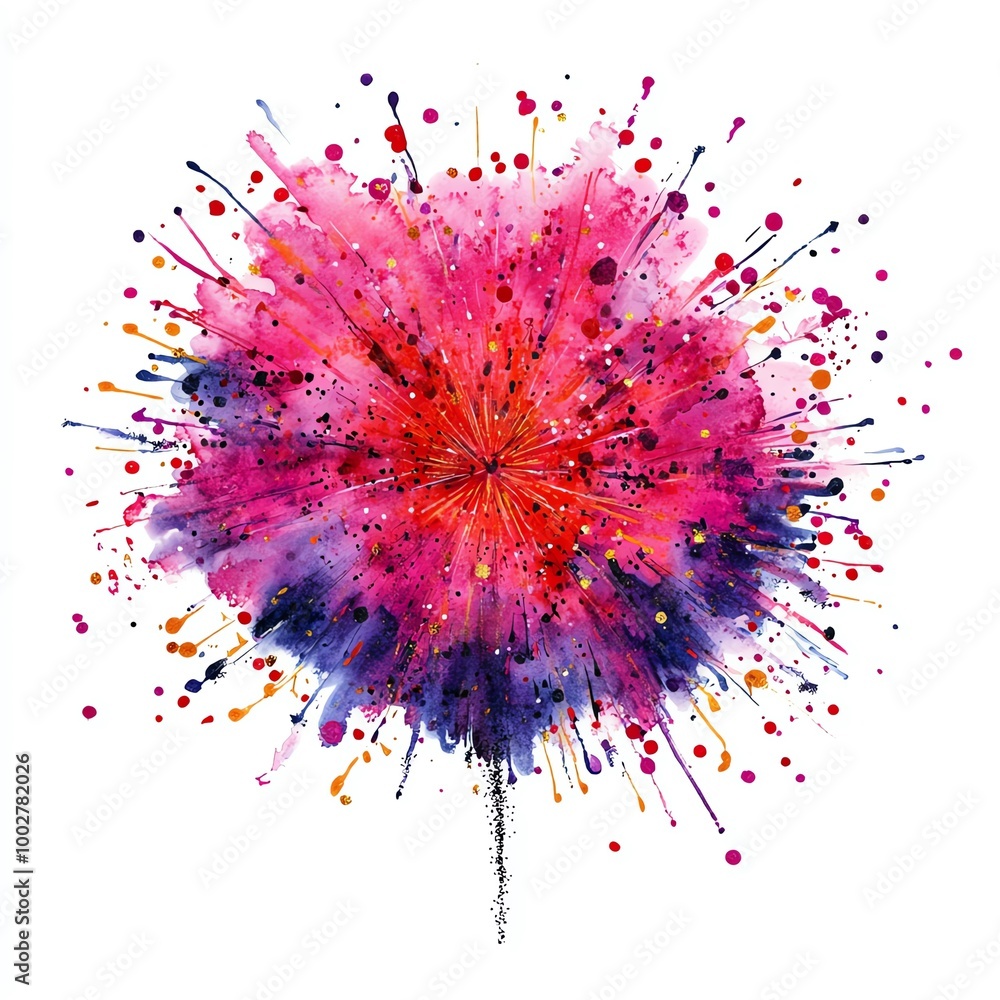 Fireworks sparkling in bright pink, purple, and gold, dazzling and colorful celebration, handdrawn style, isolated on white background Fireworks sparkling in bright pink, purple, and gold, dazzling and colorful celebration, handdrawn style, isolated on white background