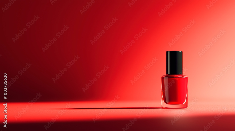 Bottle Of Nail Polish On Smooth Red Surface For Manicure Use . Bottle Of Nail Polish On Smooth Red Surface For Manicure Use .