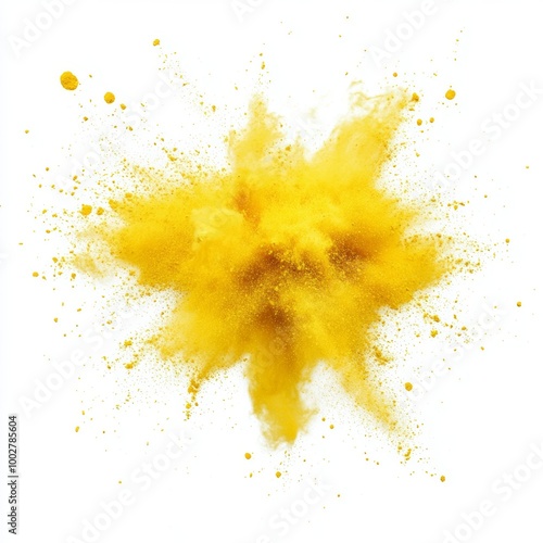 A splotch of gold powder on a transparent stock background makes for an abstract powder splattered background. photo