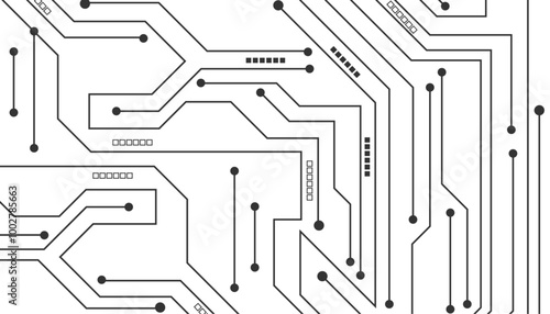 Vector Technology black circuit diagram concept. Abstract technology on white background. High-tech circuit board.