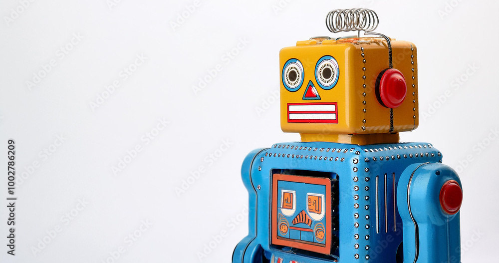 Naklejka premium Vintage toy robot with retro design