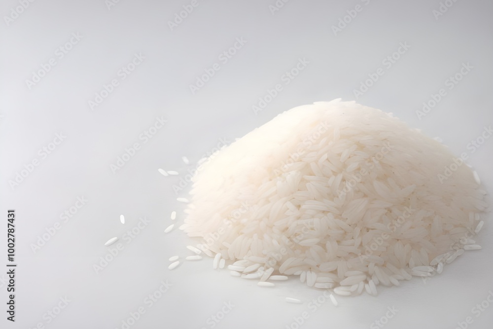 Organic white rice in a transparent packaging bag Generative AI illustration Organic white rice in a transparent packaging bag Generative AI illustration