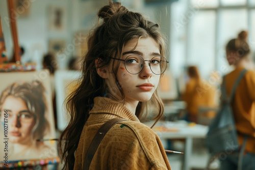 student in drawing class, youth learning to paint, inspiration in the art studio