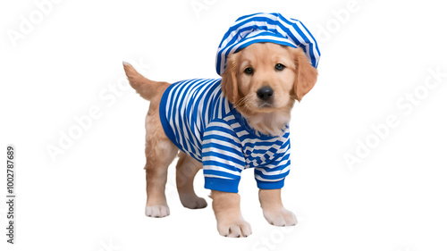 фотографія Backgroundless cutout of a happy golden retriever puppy wearing a sailor suit