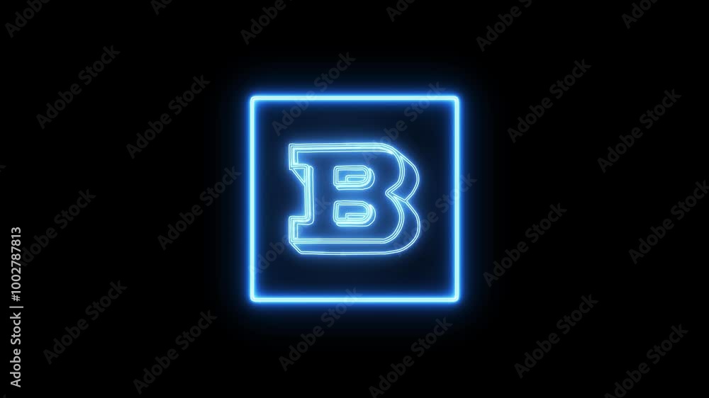 Neon bitcoin or B character latter glowing animation, virtual currency technology. Neon bitcoin or B character latter glowing animation, virtual currency technology.