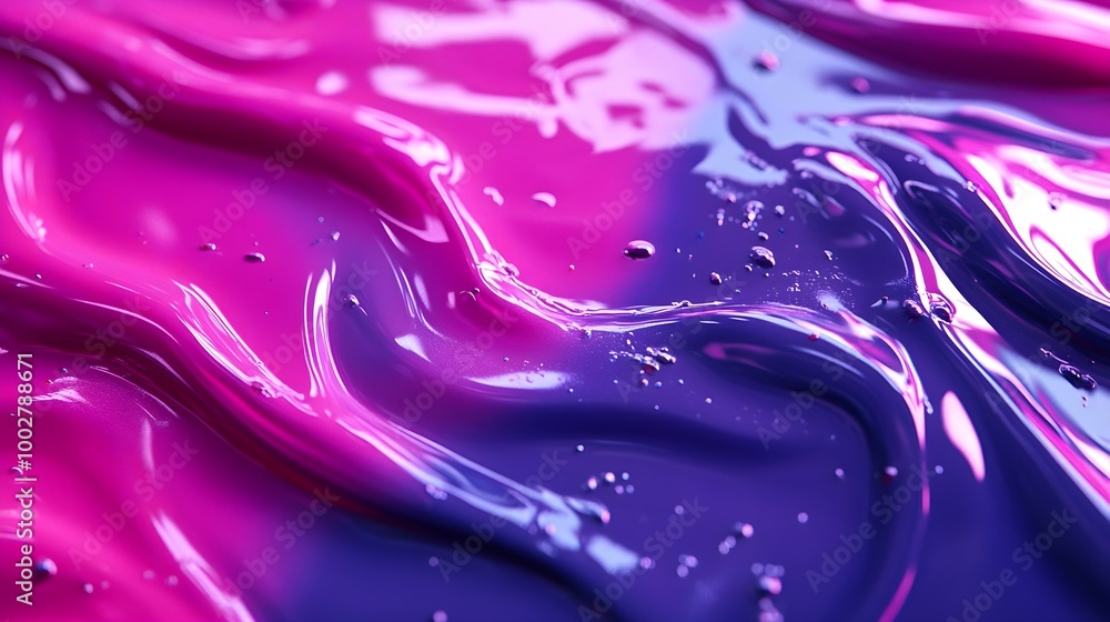a close-up view of a surface with a glossy, wavy texture. The colors are a vibrant mix of pink and purple, creating a fluid, almost liquid-like appearance a close-up view of a surface with a glossy, wavy texture. The colors are a vibrant mix of pink and purple, creating a fluid, almost liquid-like appearance