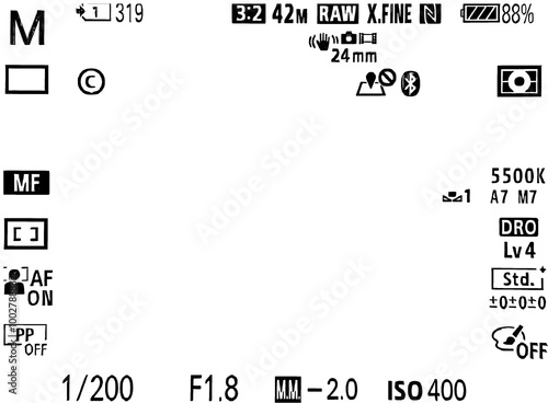 Camera Screen Black UI UX Transparent background.