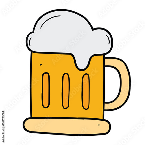 Hand drawn cartoon beer glass on a white background.
