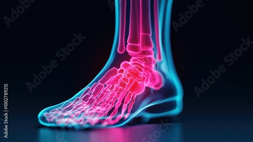 X-ray Style Illustration of a Human Foot Anatomy