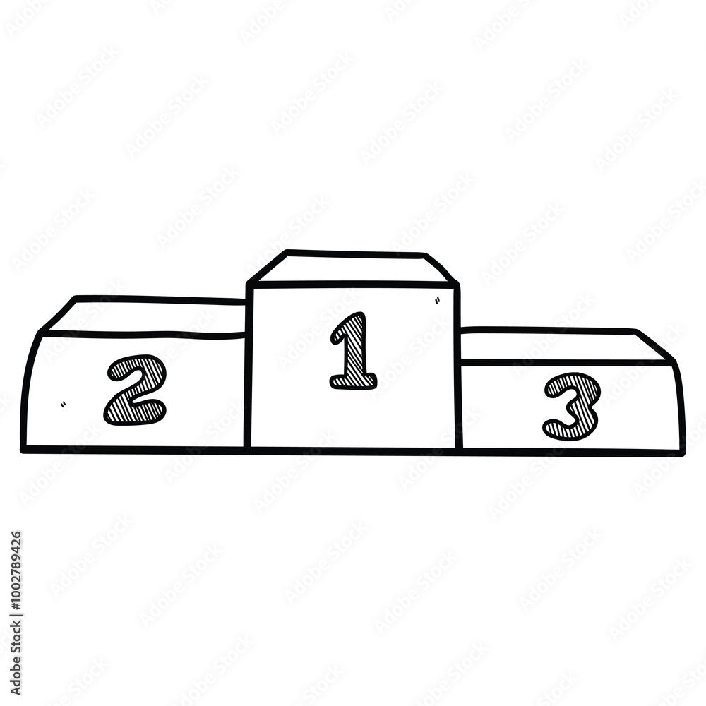 Hand drawn doodle championship podium on white background. Hand drawn doodle championship podium on white background.