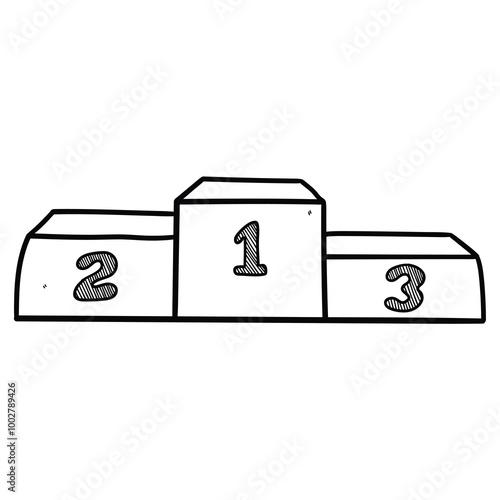 Hand drawn doodle championship podium on white background.