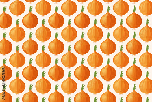 Seamless pattern with onions. Vector illustration in cartoon style.