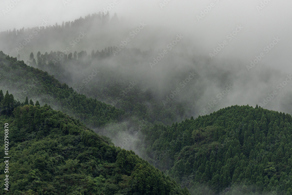 霧に包まれた山 霧に包まれた山
