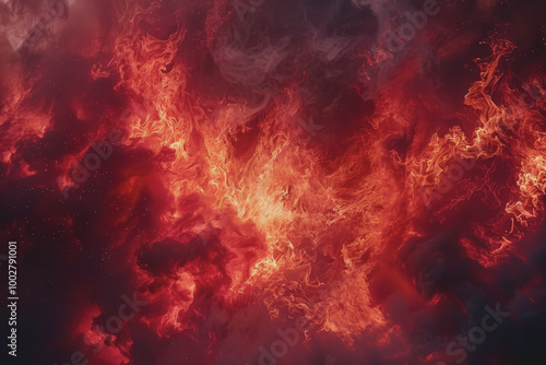 The abstract background of red flames combined with black gives a hot feeling.