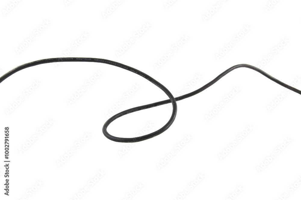 Black wire cable of usb and adapter isolated on transparent background. Black wire cable of usb and adapter isolated on transparent background.