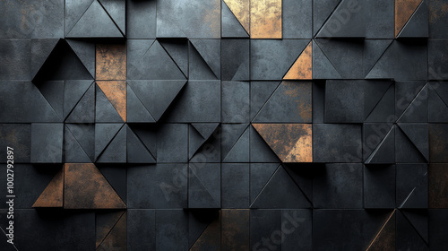 Wallpaper Mural Abstract geometric background of black and copper tiles. Torontodigital.ca