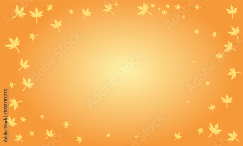 A serene orange background with scattered yellow leaves framing the image, evoking a warm, autumnal atmosphere perfect for seasonal designs.