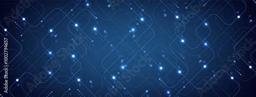 Abstract digital technology background. Digital tech motherboard texture design. Engineering circuit board concept for poster, header, banner, website, presentation.