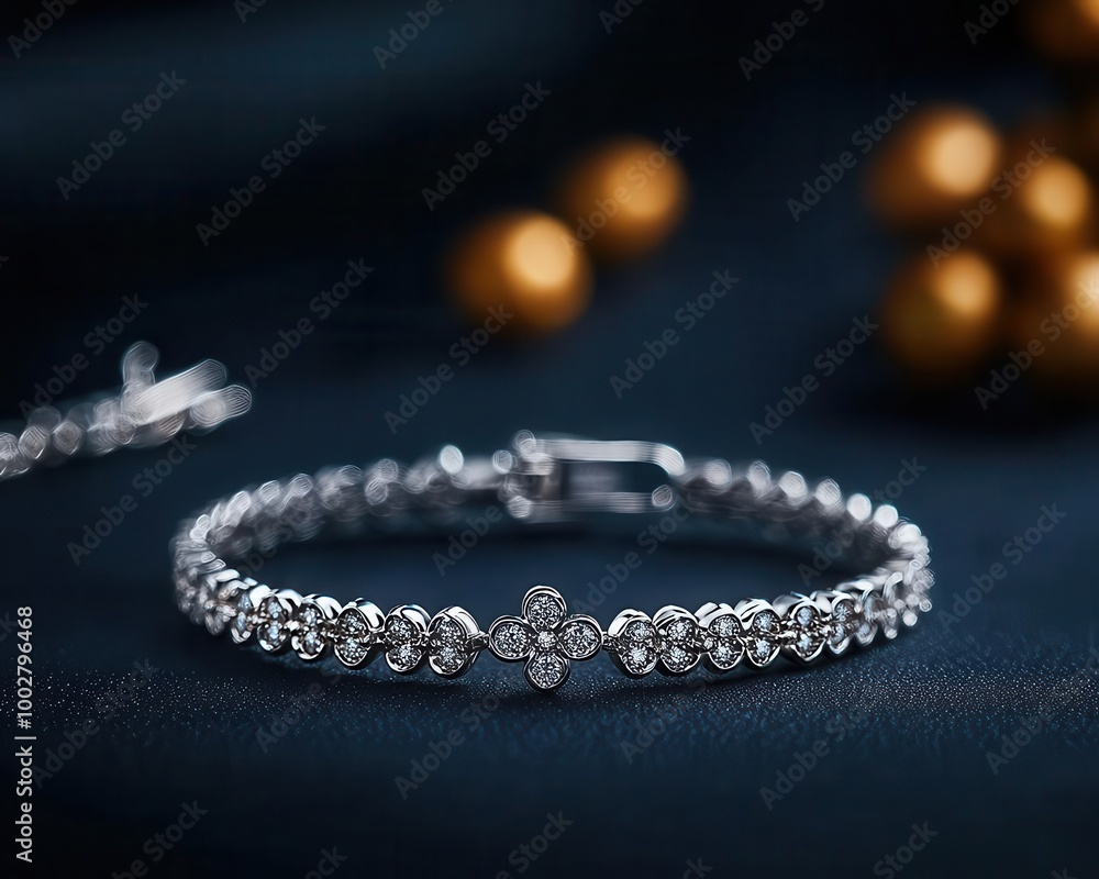 Diamond bracelet with a clover motif, representing good luck and elegance, bracelet, diamond, clover, elegant Diamond bracelet with a clover motif, representing good luck and elegance, bracelet, diamond, clover, elegant