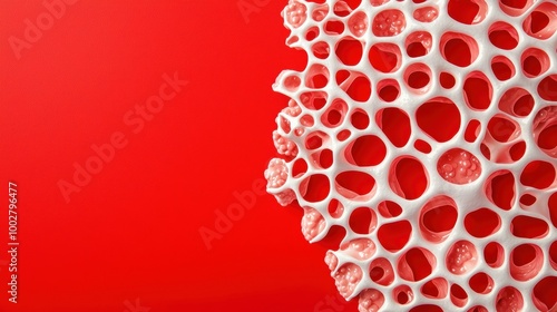 Abstract White Structure on Vibrant Red Background