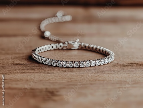 Classic diamond tennis bracelet with round-cut diamonds in a seamless setting, bracelet, diamond, tennis, classic